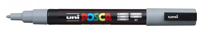 Posca PC-3M Marcador de Pintura – Punta Conica de Poliester 0.9-1.3mm – Tinta Base al Agua – Resistente a la Luz – Color Gris (6 uds)
