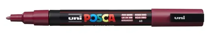 Posca PC-3M Marcador de Pintura – Punta de Poliester Conica 0.9-1.3mm – Tinta Base al Agua – Resistente a la Luz – No Permanente – Color Vino (6 uds)