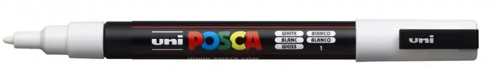 Posca PC-3M Marcador de Pintura – Punta de Poliester Conica 0.9-1.3mm – Tinta Base al Agua – Resistente a la Luz – Color Blanco (6 uds)