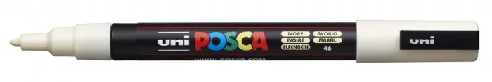 Posca PC-3M Marcador de Pintura Base al Agua – Punta Conica de Poliester 0.9-1.3mm – Linea Fina – Resistente a la Luz – Color Marfil (6 uds)