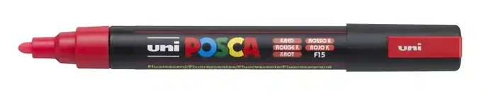 Posca PC-5M Marcador de Pintura – Punta de Bala 1.8-2.5mm – Base al Agua – Resistente a la Luz – No Permanente – Color Rojo (6 uds)