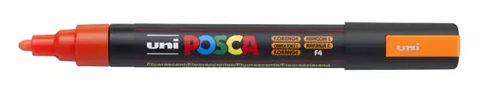 Posca PC-5M Marcador de Pintura – Punta de Bala 1.8-2.5mm – Tinta Base al Agua – Resistente a la Luz – No Permanente – Color Naranja (6 uds)