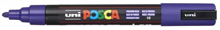 Posca PC-5M Marcador de Pintura – Punta de Bala 1.8-2.5mm – Tinta Base al Agua – Resistente a la Luz – Color Azul Prusia (6 uds)