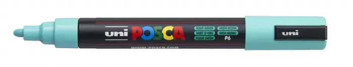 Posca PC-5M Marcador de Pintura – Punta de Poliester 1.8-2.5mm – Tinta Base al Agua – Resistente a la Luz – No Permanente – Color Verde Marino (6 uds)
