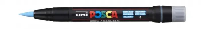 Posca PCF-350 Marcador de Pintura – Punta Acrilica Estilo Pincel – Base al Agua – Resistente a la Luz – No Permanente – Inodoro – Ideal para Carteleria y Decoracion – Color Azul Claro (5 uds)