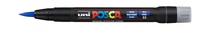 Posca PCF-350 Marcador de Pintura – Punta Acrilica Estilo Pincel – Tinta Base al Agua – Resistente a la Luz – No Permanente – Ideal para Carteleria y Decoracion – Color Azul (5 uds)