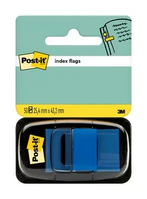 Post-it Index Dispensador con 50 Marcadores Reposicionables 25.4 x 43.2mm – Adherencia Firme – Para Marcar, Señalar o Destacar Informacion – 7100089834 – Color Azul