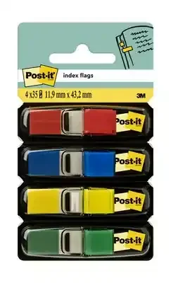 Post-it Index Pack de 4 Dispensadores con 35 Marcadores Reposicionables 11.9 x 43.2mm – Adherencia Firme – Para Marcar, Señalar o Destacar Informacion – 7000144923 – Colores Surtidos