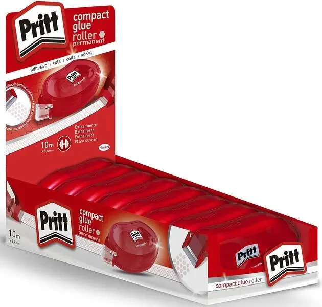 Pritt Compacto Rodillo Encolador Permanente 8.4mm x 10m – Cinta de Calidad – Panal Adhesivo (8 uds)