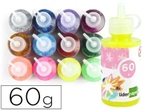 Purpurina pegamento Liderpapel fantasia colores de metal surtidos bote de 60 gr 58294