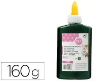 Purpurina pegamento Liderpapel fantasia verde metalizado bote de 160 gr 10196