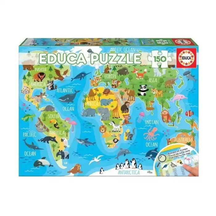 Puzzle 150 mapamundi animales – Tienda de juguetes