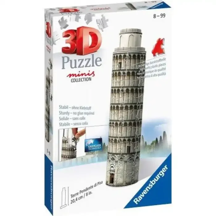 Puzzle Ravensburger en 3D con 60 piezas con la Torre de Pisa italiana en formato mini.