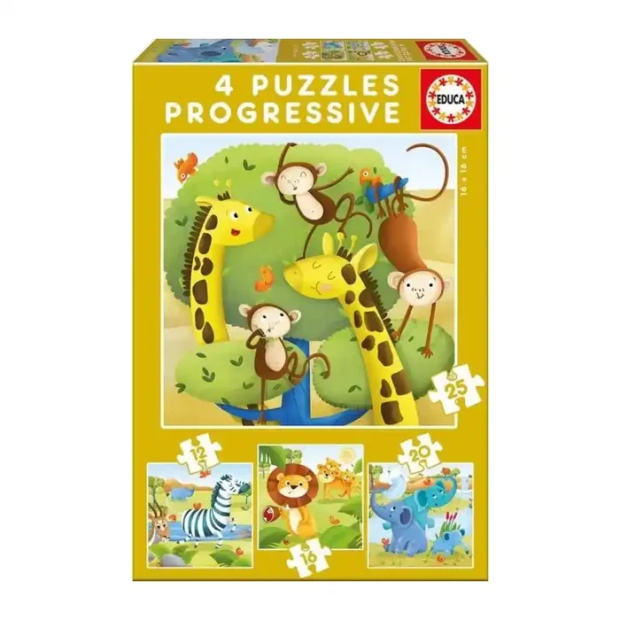 Puzzles progresivos 12-16-20-25 animales salvajes – Tienda de juguetes