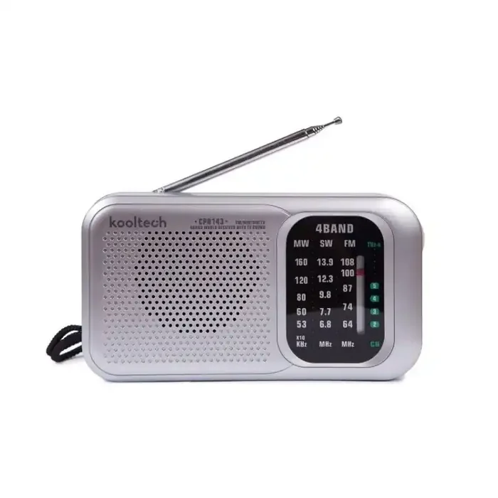 Radio de 3 bandas Am/Fm/Sw Kooltech CPR143 a pila y corriente con altavoz, antena telescópica, entrada para auriculares