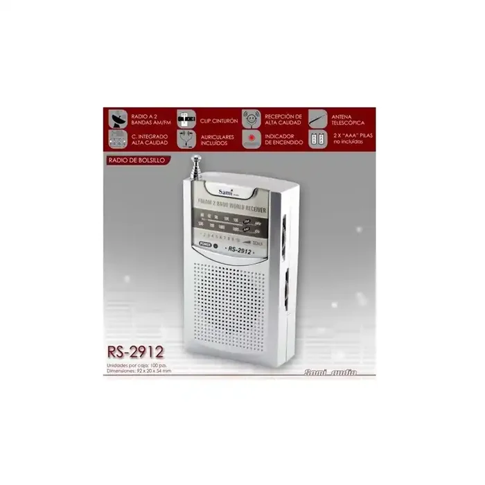 Radio transistor Sami RS2912 AM/FM tamaño bolsilloo Tamaño 10×5,5×2,5 cm – comprar tienda transistores
