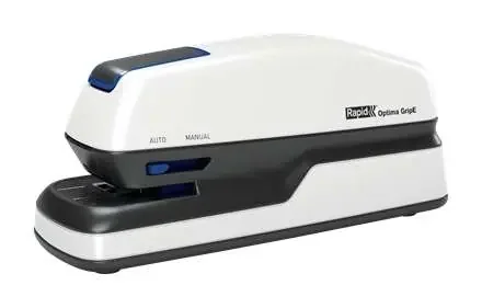 Rapid Optima Grip Grapadora Electrica de Sobremesa + Caja de 1000 Grapas – Hasta 20 Hojas – Utiliza Grapas Optima 56 – Color Gris/Negro