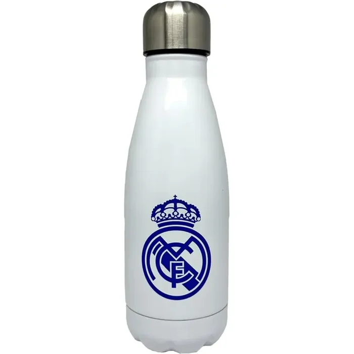 Real Madrid Botella de agua de acero, Bidón, Cantimplora, Cierre Hermético capacidad 550ml producto oficial
