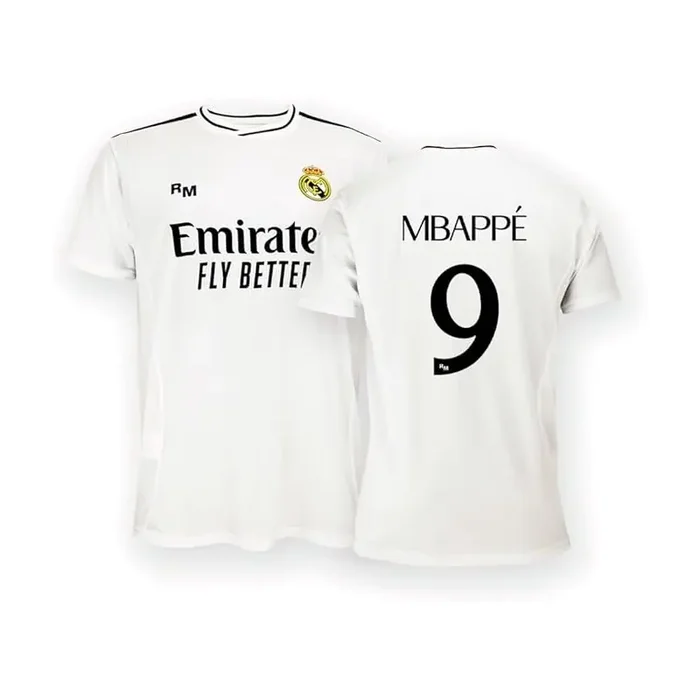 Real Madrid Camiseta primera Equipación Temporada 2024-2025 – Mbappe 9 – Réplica Oficial Adulto