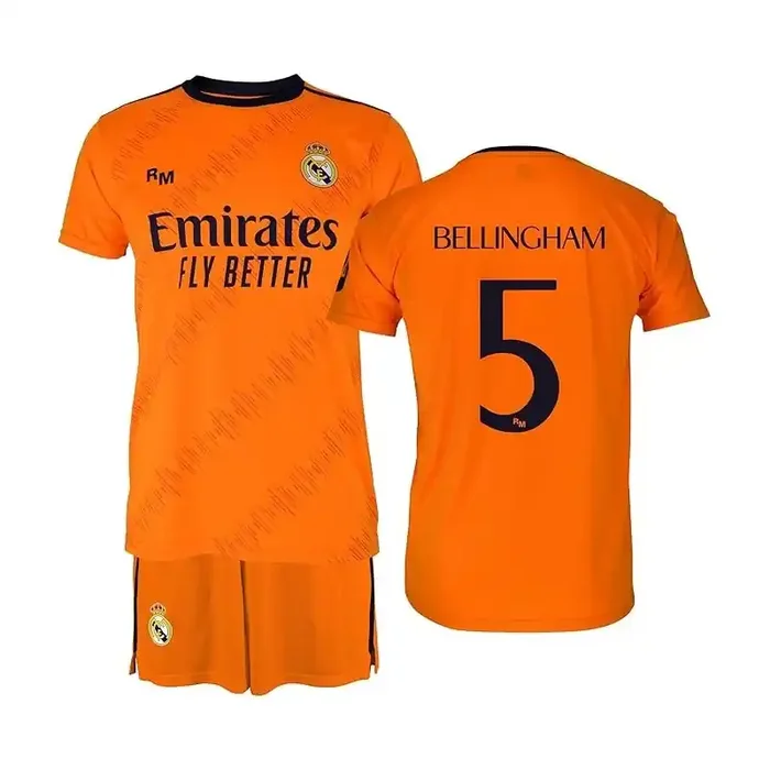 Real Madrid Conjunto Niño Camiseta y Pantalón – Bellingham 5 – segunda Equipación de la Temporada 2024-2025 – Réplica Oficial