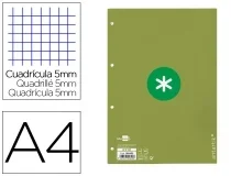 Recambio Antartik A4 80 hojas 90gr cuadro 5mm 4 taladros 1 banda RX10