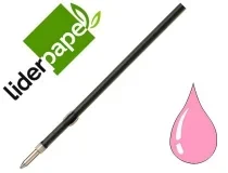 Recambio boligrafo Liderpapel gummy touch retractil 1,0 mm tinta rosa bolsa de 68795