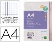 Recambio Liderpapel A4 200+50 hojas 90gr cuadro 5mm 4 taladros bandas de 169719