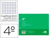 Recambio Liderpapel Cuarto Apaisado 100 Hojas 60gr Cuadro 4 Mm 2 Taladros 06759