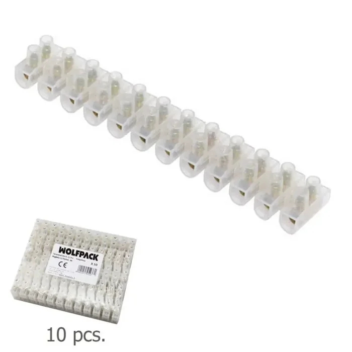 Regleta Ficha Empalme 6 Amperios / Sección 6 mm. Envase De 10 Regletas de 12 Fichas Cada Una.