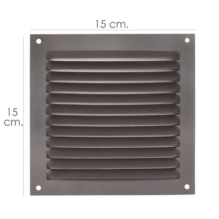 Rejilla Ventilación Atornillar 15×15 cm. Aluminio Color Marrón