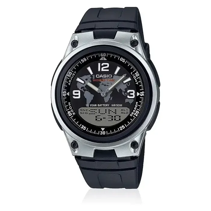 Reloj Casio analógico y digital caballero AW-80-1A2 correa resina negra esfera negra