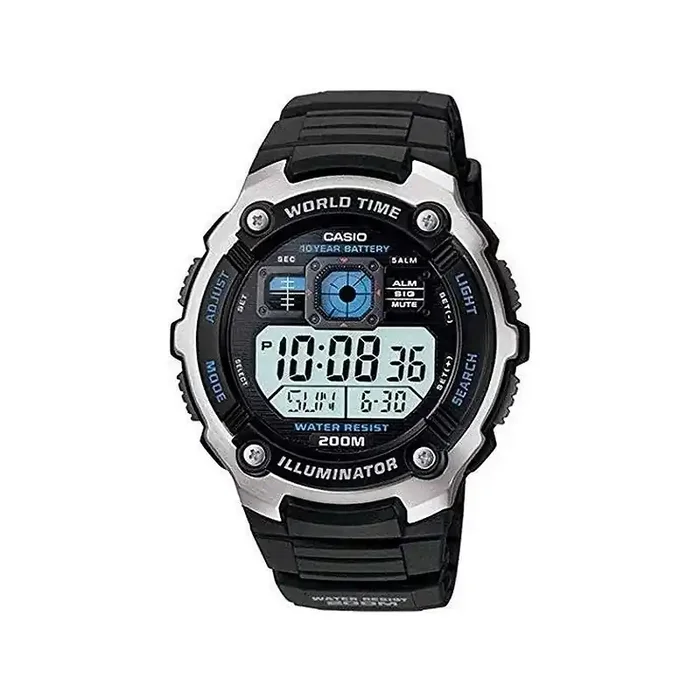 Reloj Casio Caballero digital AE-2000W-1AV caja acero correa resina negra