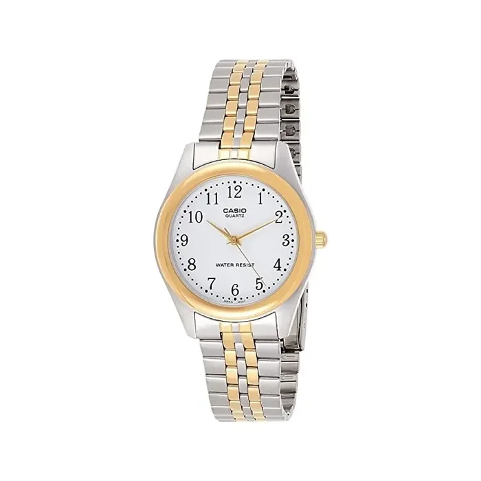 Reloj Casio caballero MTP-1129G-B correa acero bicolor esfera blanca