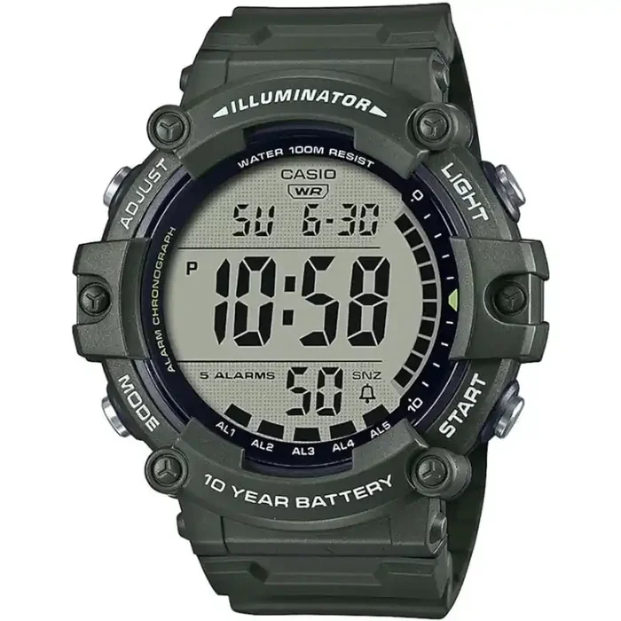 Reloj Casio Digital Caballero AE-1500WHX-3A correa caucho resistente al agua de 100 color verde militar