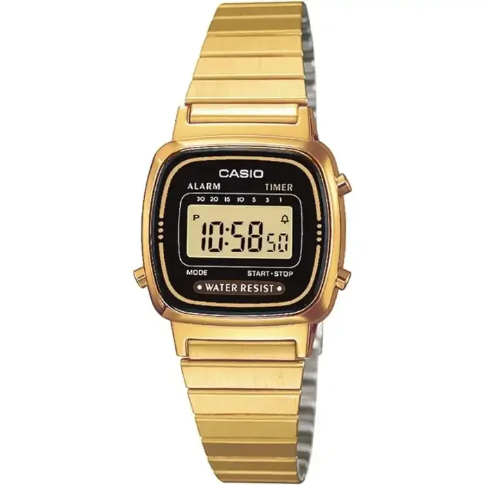 Reloj casio dorado digital señora LA670WGA-1DF correa metálica esfera negra – Comprar relojes casio tienda originales