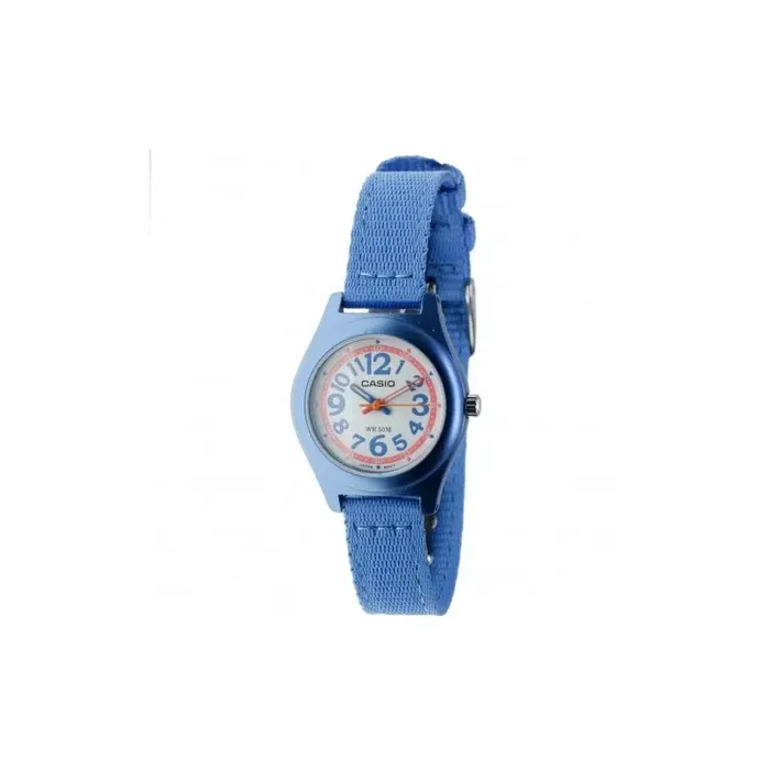 Reloj Casio juvenil analógico LTR-19B-6B correa naylon color azul esfera blanca