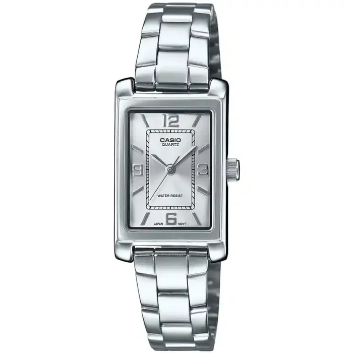 Reloj Casio LTP-1234DD-1A analógico de acero inoxidable con esfera plateada y cuarzo para mujer