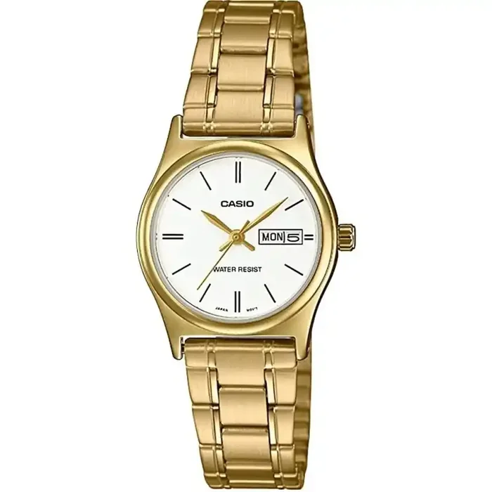 Reloj Casio LTP-V006G-7B dorado esfera blanca con calendario dia y mes