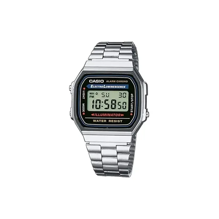 Reloj Casio plateado A168WA-1Y – Vintage