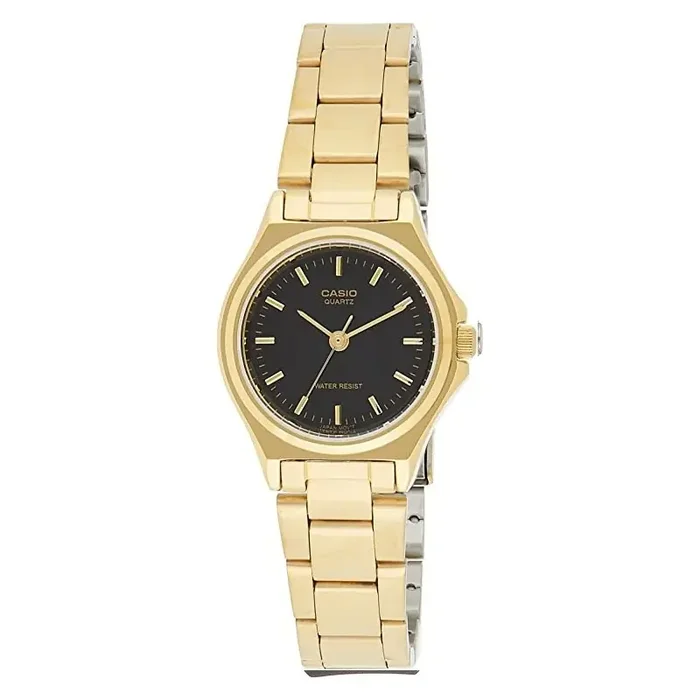 Reloj Casio señora dorado LTP-1130N-1A esfera negra correa metálica