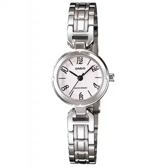 Reloj Casio Señora LTP-1373D-7A correa metálica plateada esfera redonda blanca