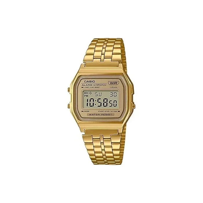 Reloj Casio unisex A158WETG-9AE digital correa metálica color dorado