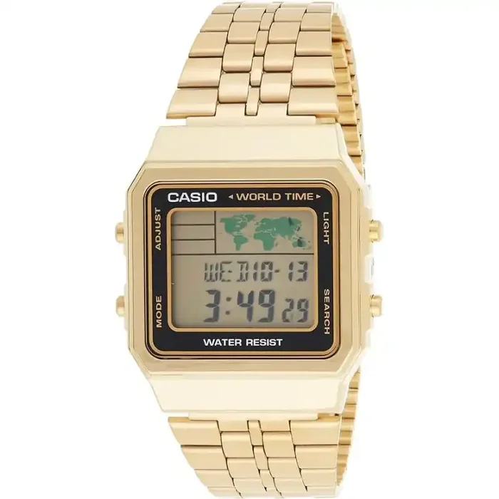 Reloj Casio unisex A500WGA-1DF digital correa metálica dorada