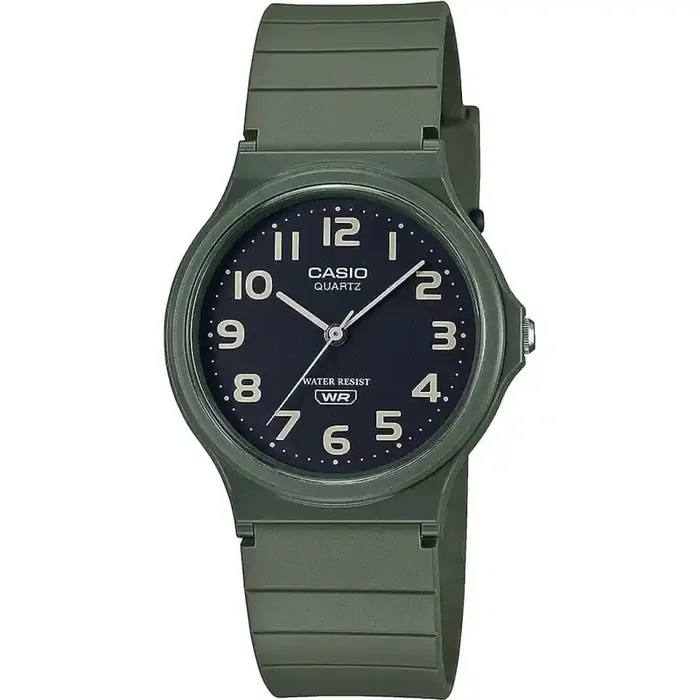 Reloj Casio unisex MQ-24UC-3B correa caucho verde analógico esfera negra