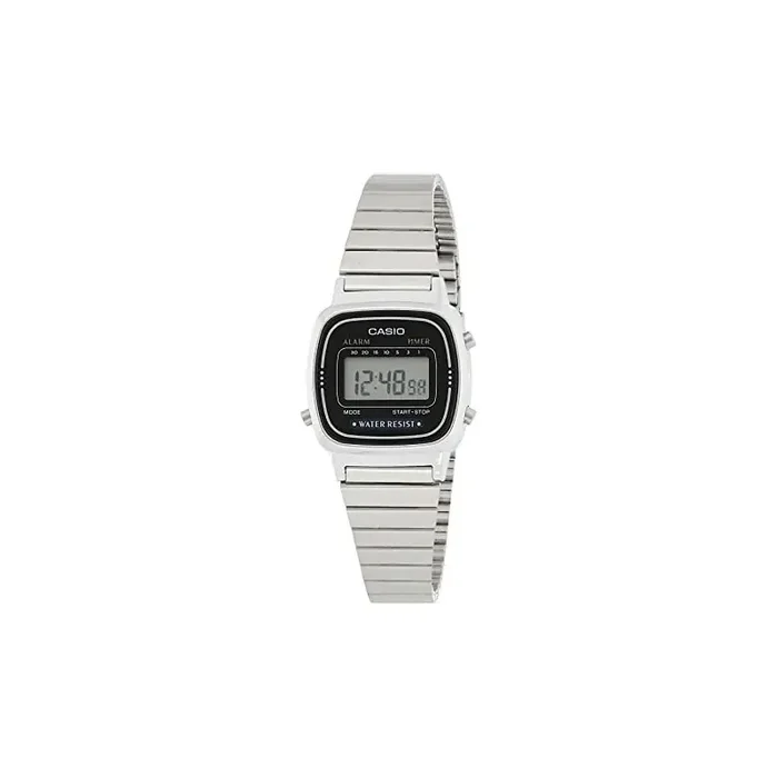 Reloj de Pulsera CASIO LA-670 Digital para Mujer Color Plateado Correa Acero inoxidable cromado