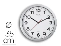 Reloj Maul step de pared redondo 35 cm diametro electrico color plata 9053695