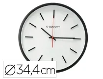 Reloj Qconnect De Pared De Plastico Redondo 34,4 Cm Movimiento Silencioso Color Kf16951 , Negro
