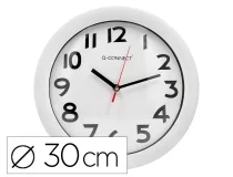 Reloj Qconnect De Pared Plastico Oficina Redondo 30 Cm Marco Blanco Kf15589