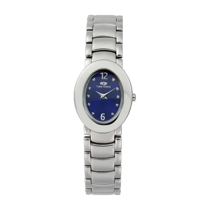 Reloj Time Force señora TF2110L03M correa acero plateado, caja ovalada esfera azul