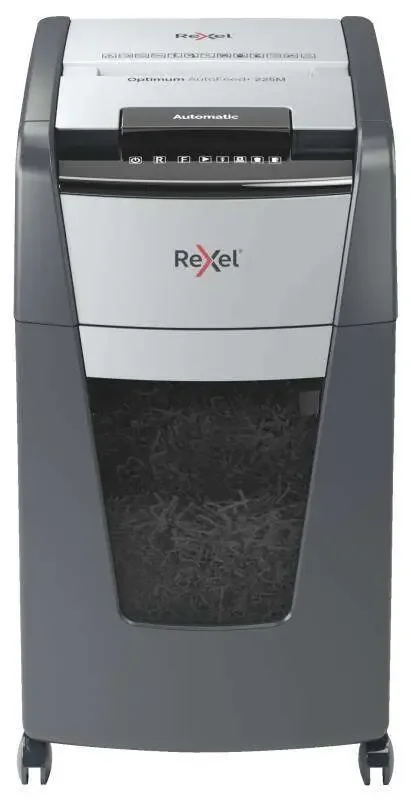 Rexel Optimum Autofeed 225M Destructora Automatica de Microcorte – Alimentacion Automatica de Hasta 225 Hojas – Micro Corte P-5 – Negro